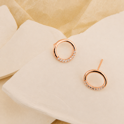 Pave Circle Diamond Studs