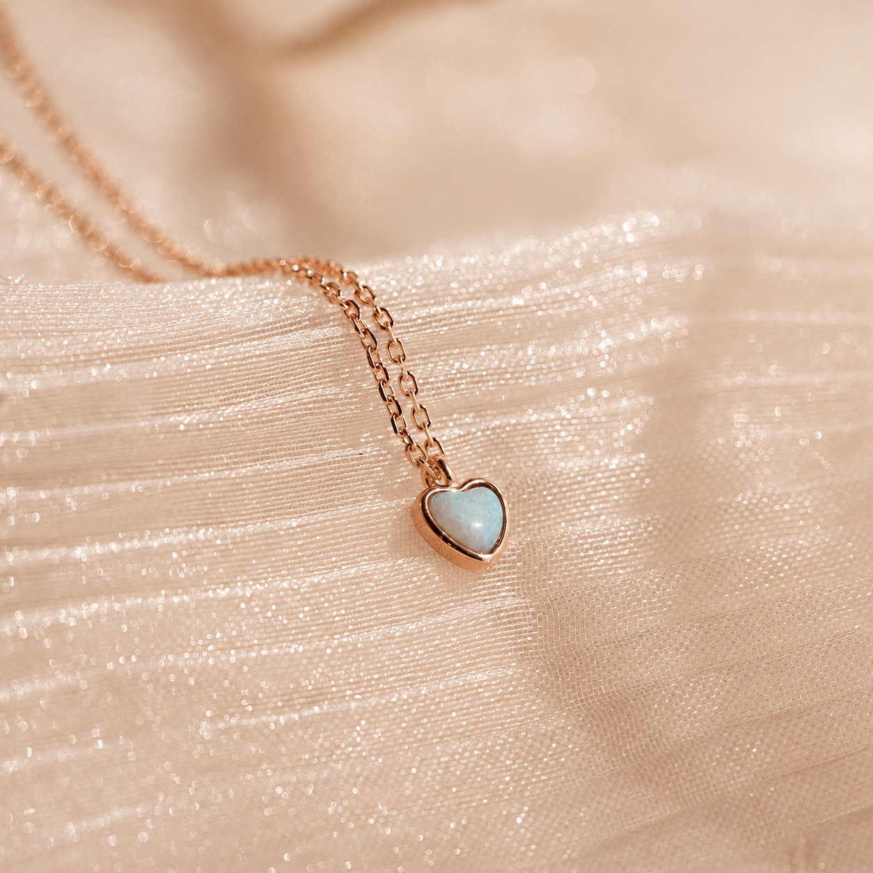 Tiny Opal Heart Necklace