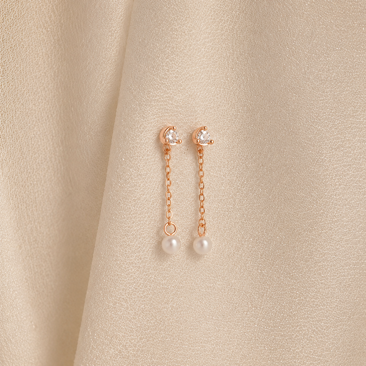 Diamond Pearl Drop Earrings