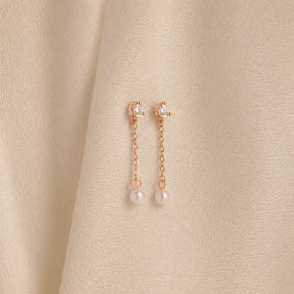 Diamond Pearl Drop Earrings