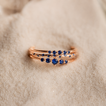 Sapphire Stacking Ring Set: Ocean-Inspired Elegance