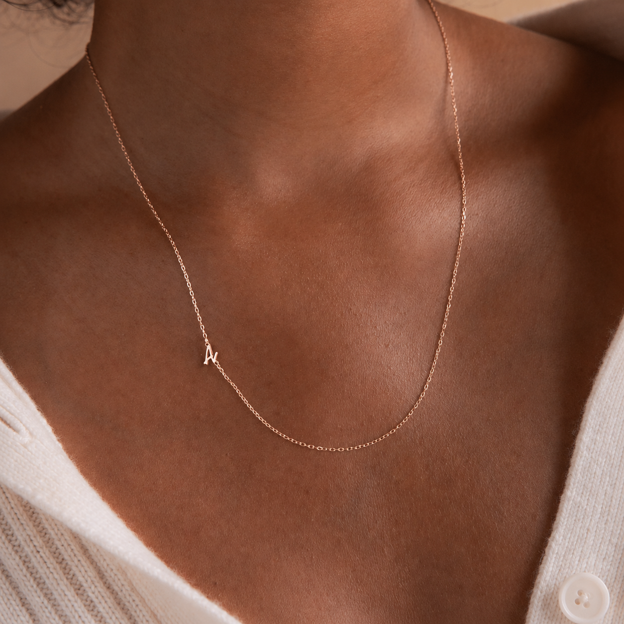 Venice Sideways Initial Necklace