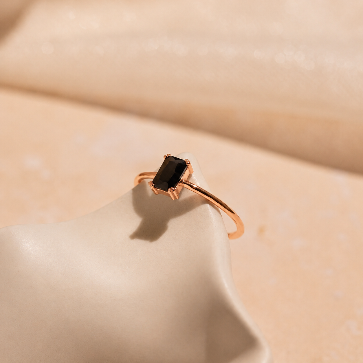Black Onyx Emerald Ring