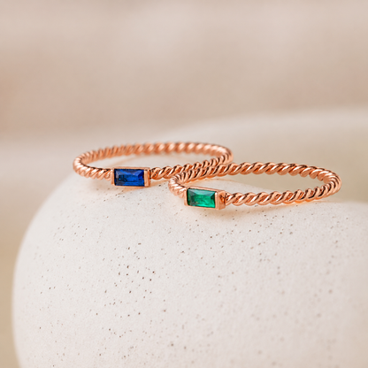 Twist Baguette Birthstone Ring