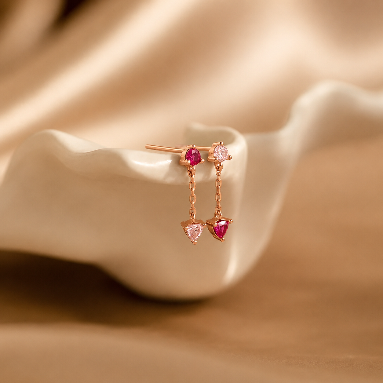 Mixed Pink Drop Earrings