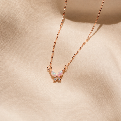 Pink Opal Butterfly Necklace
