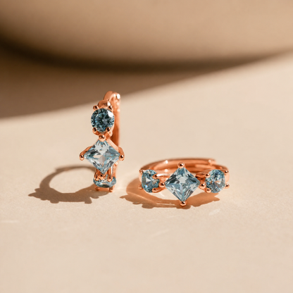 Aquamarine Huggie Hoops