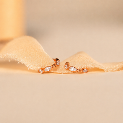Marquise Inlay Huggies