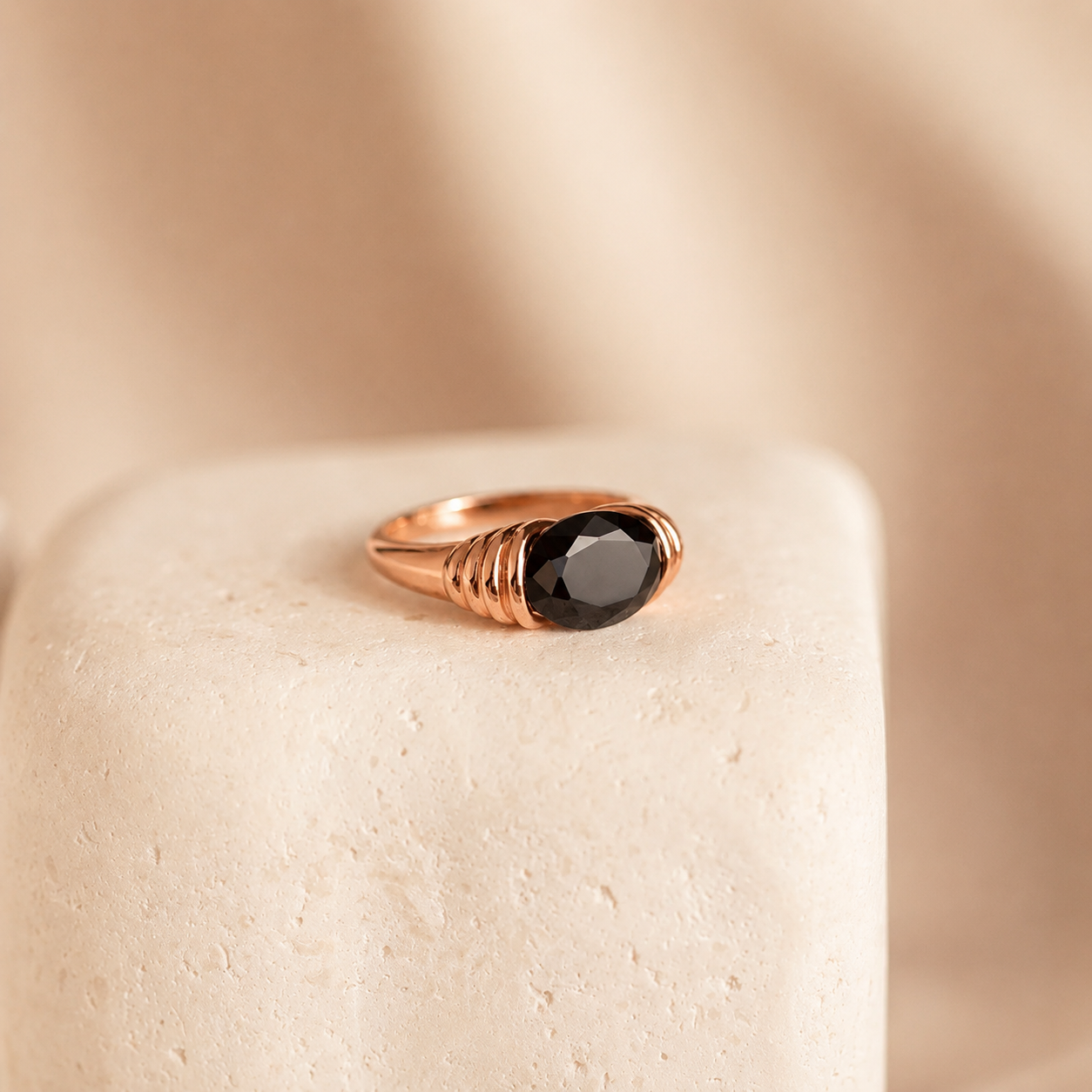 Dusk Signet Ring with Black Onyx Stone