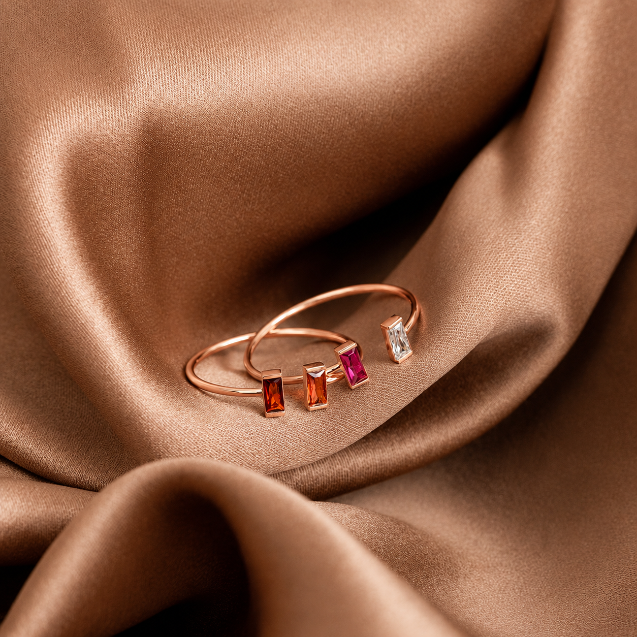 Custom Duo Vertical Baguette Birthstone Ring