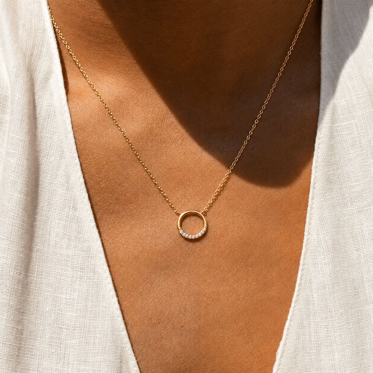 Kayla Pave Circle Necklace