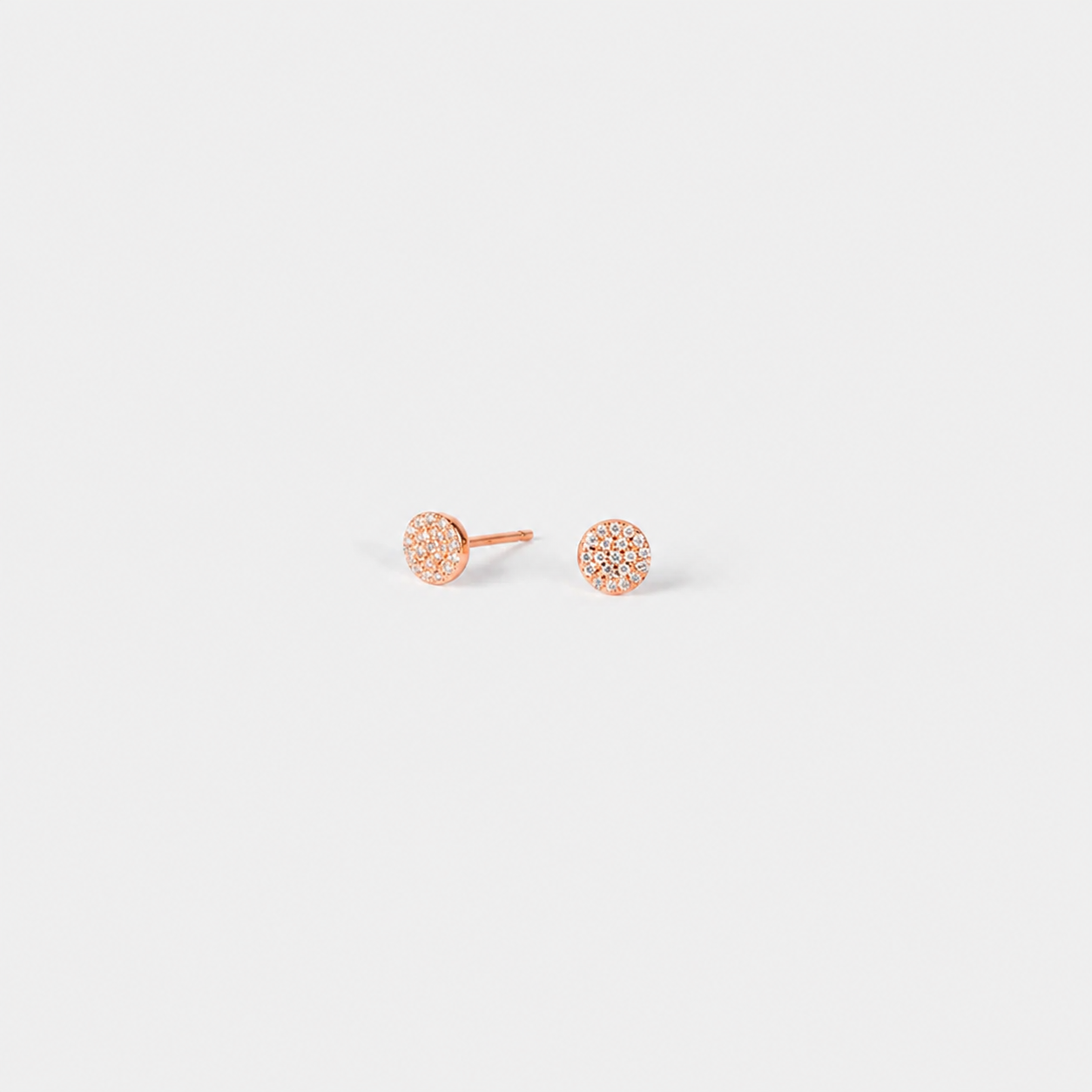 Pave Round Stud in rose gold