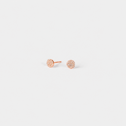 Pave Round Stud in rose gold