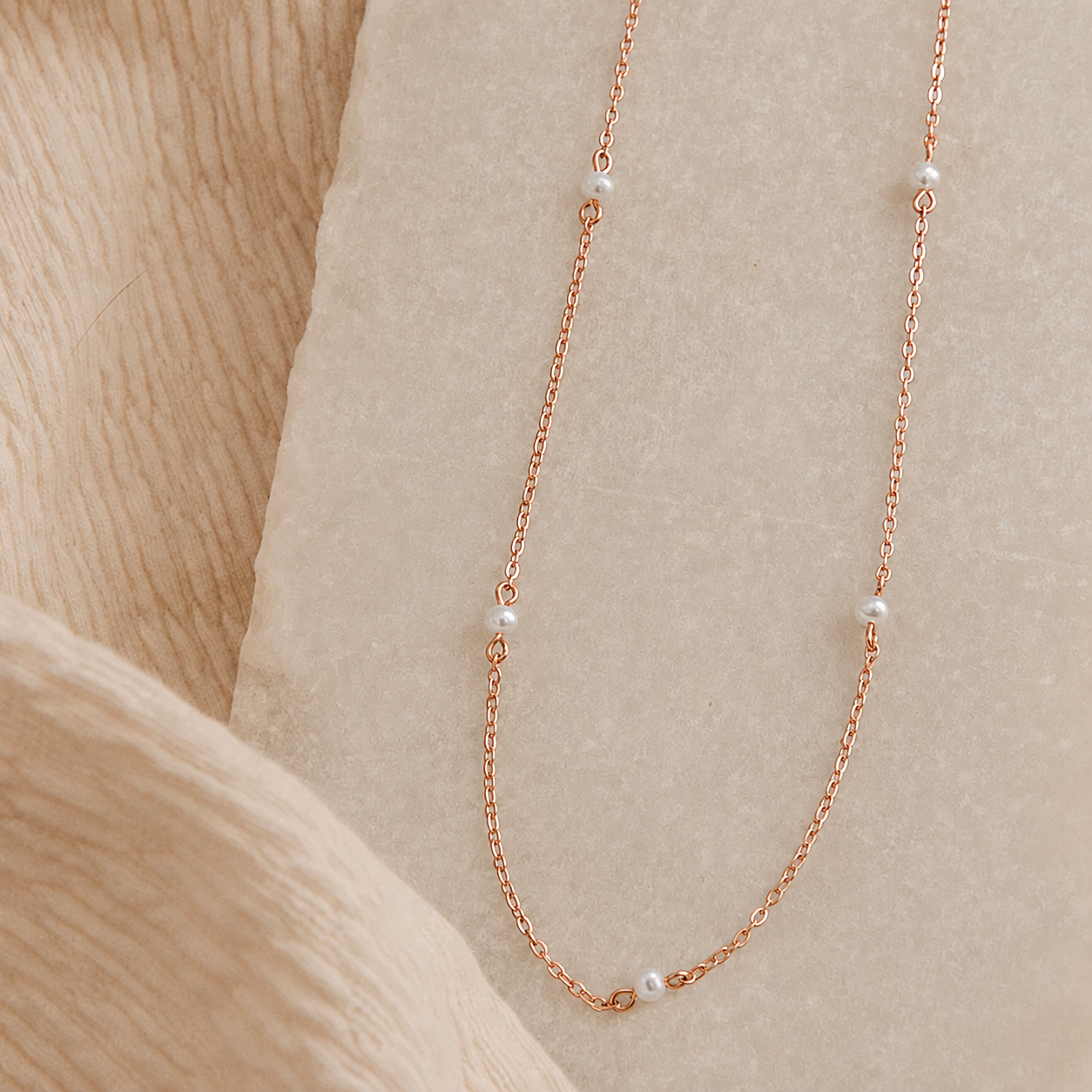 Dainty Pearl Station Necklace