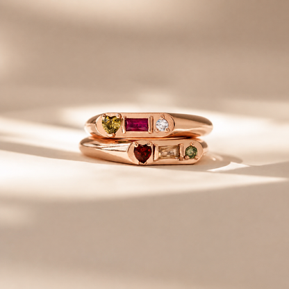 Tri-Gemstone Birthstone Signet Ring
