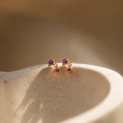 Ruby Birthstone Drop Studs