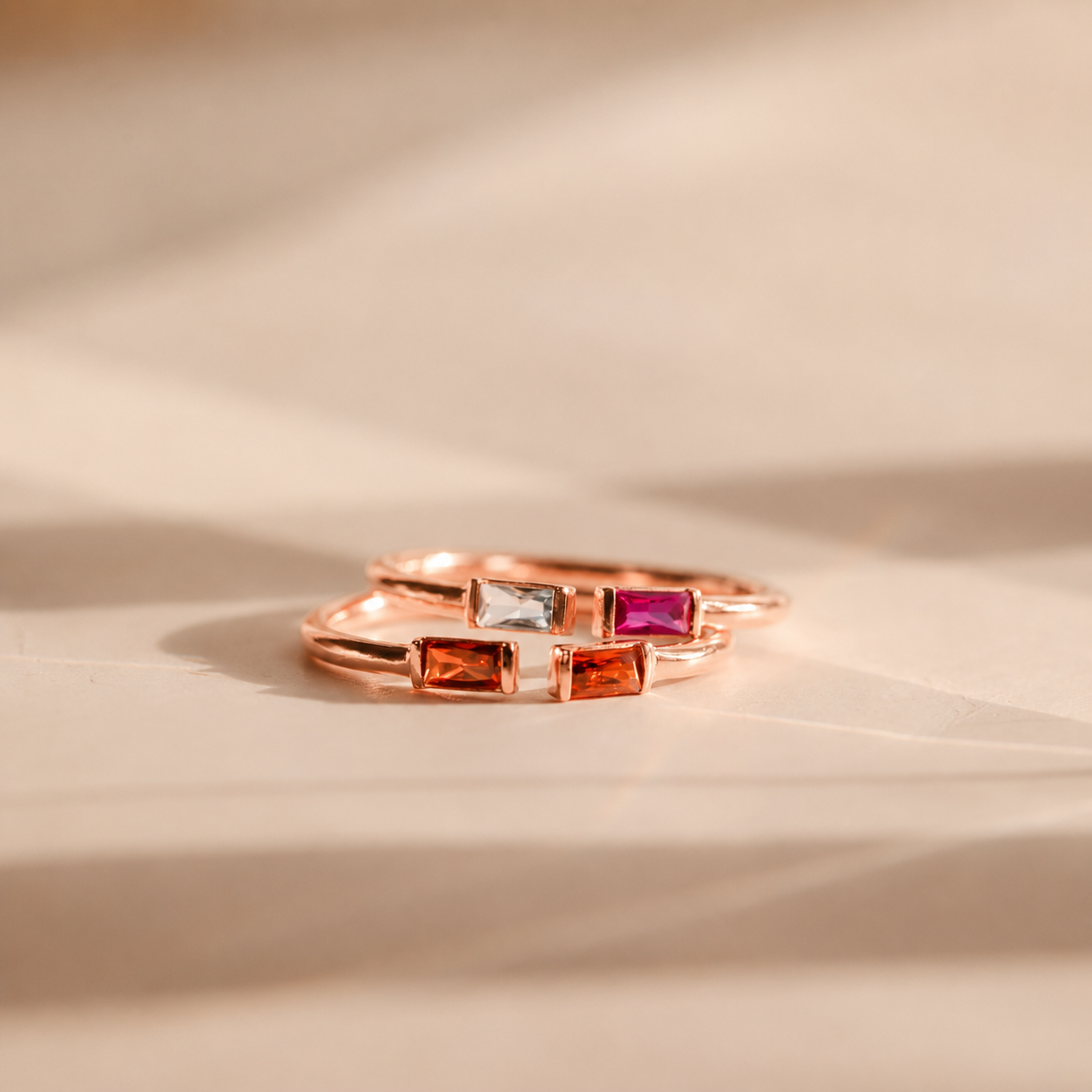 Duo Baguette Birthstone Ring