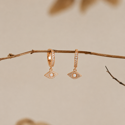 Aleah Opal Evil Eye Dangle Hoop Earrings