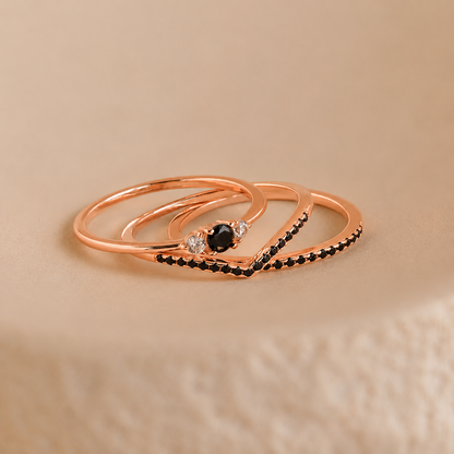 Set of 3 Black Diamond Rings Collection