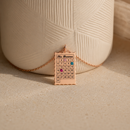 Calendar Birthstone Charm Necklace