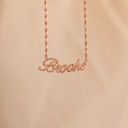 Elegant Pave Name Necklace