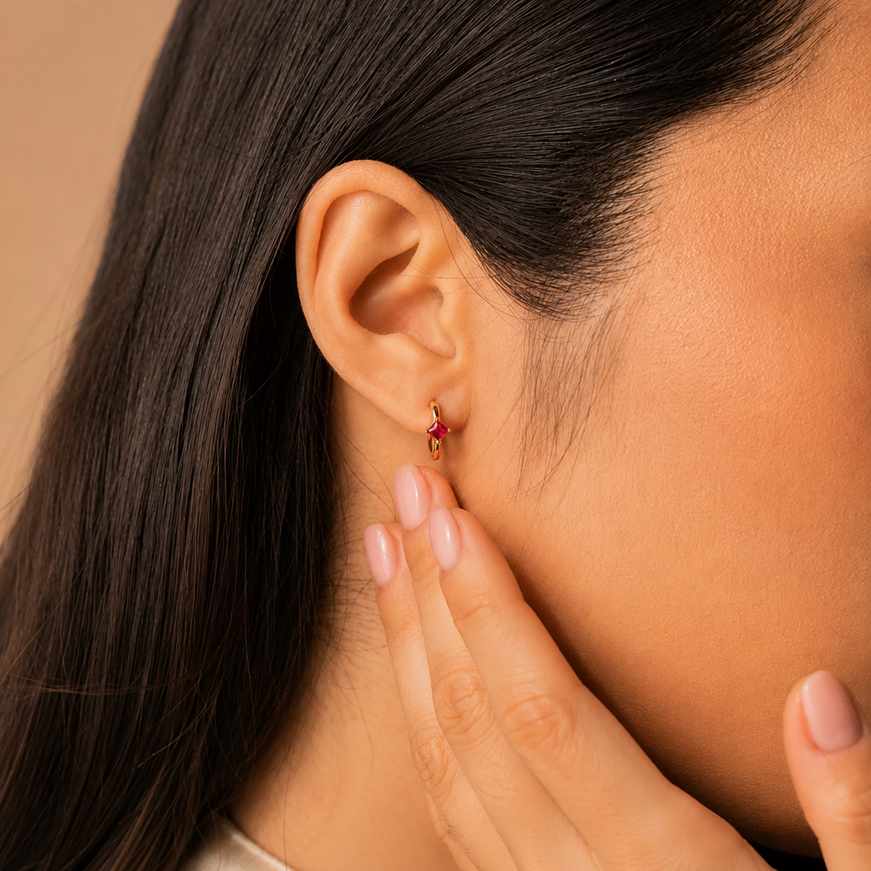Athena Birthstone Huggie Earrings