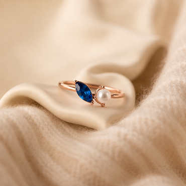 Marquise Birthstone & Pearl Stackable Ring