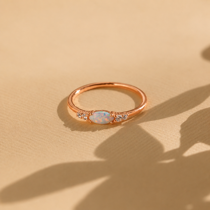Marquise Opal and Diamond Ring