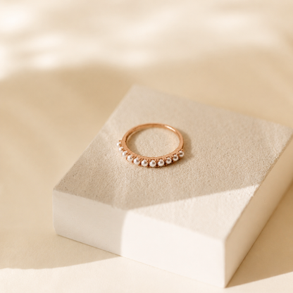 Crescent Pearl Stacking Ring