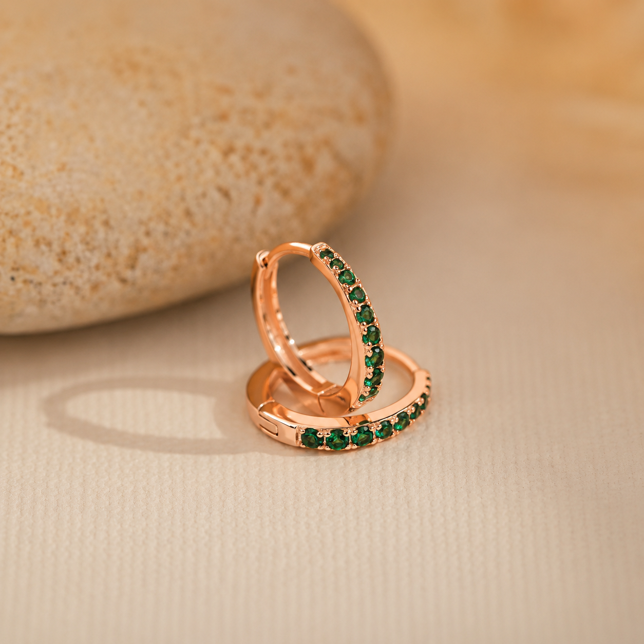 Vera Emerald Birthstone Huggies