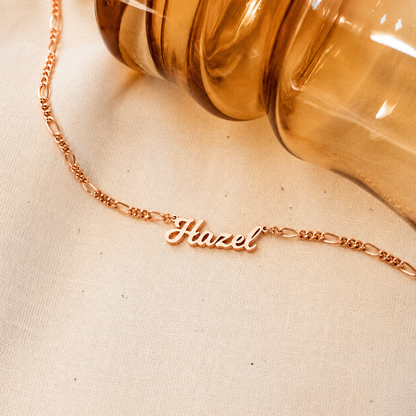 Mellow Name Necklace in Figaro Chain