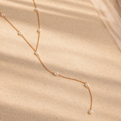 Pearl Station Lariat Necklace