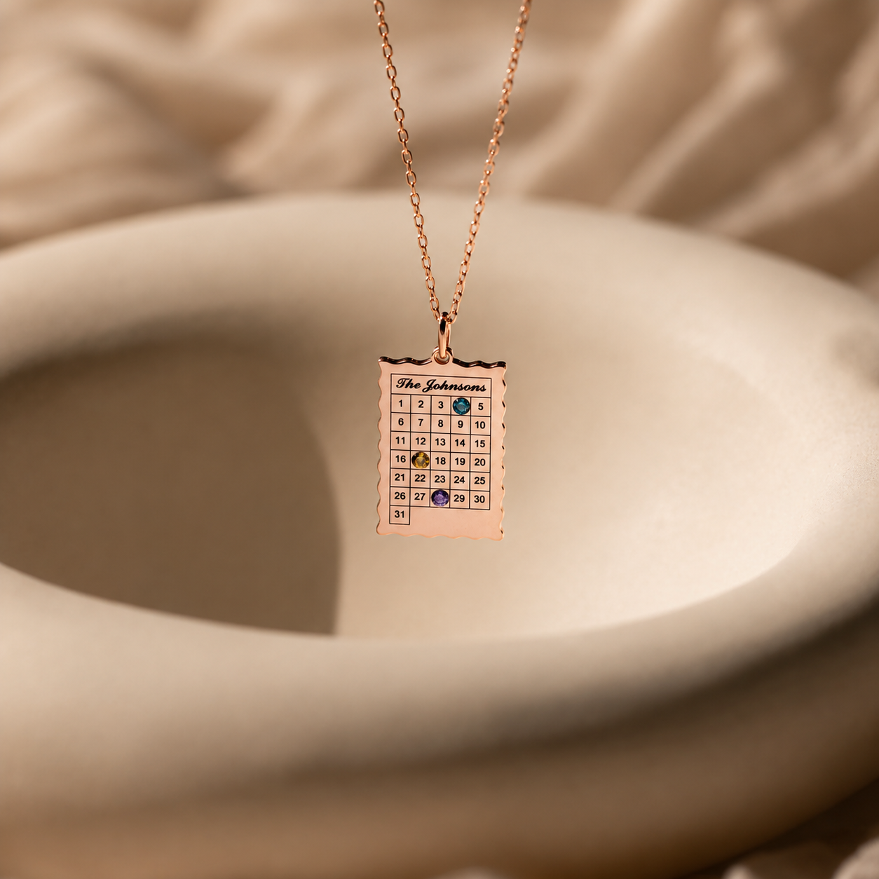 Calendar Birthstone Charm Necklace