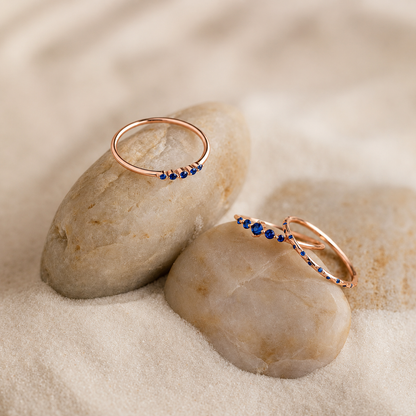 Sapphire Stacking Ring Set: Ocean-Inspired Elegance