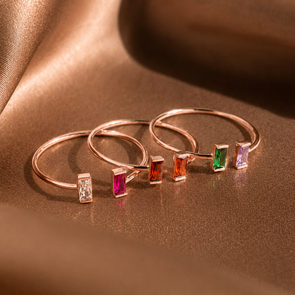 Custom Duo Vertical Baguette Birthstone Ring