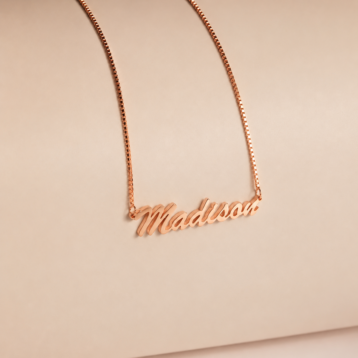 Natural Name Necklace in Box Chain
