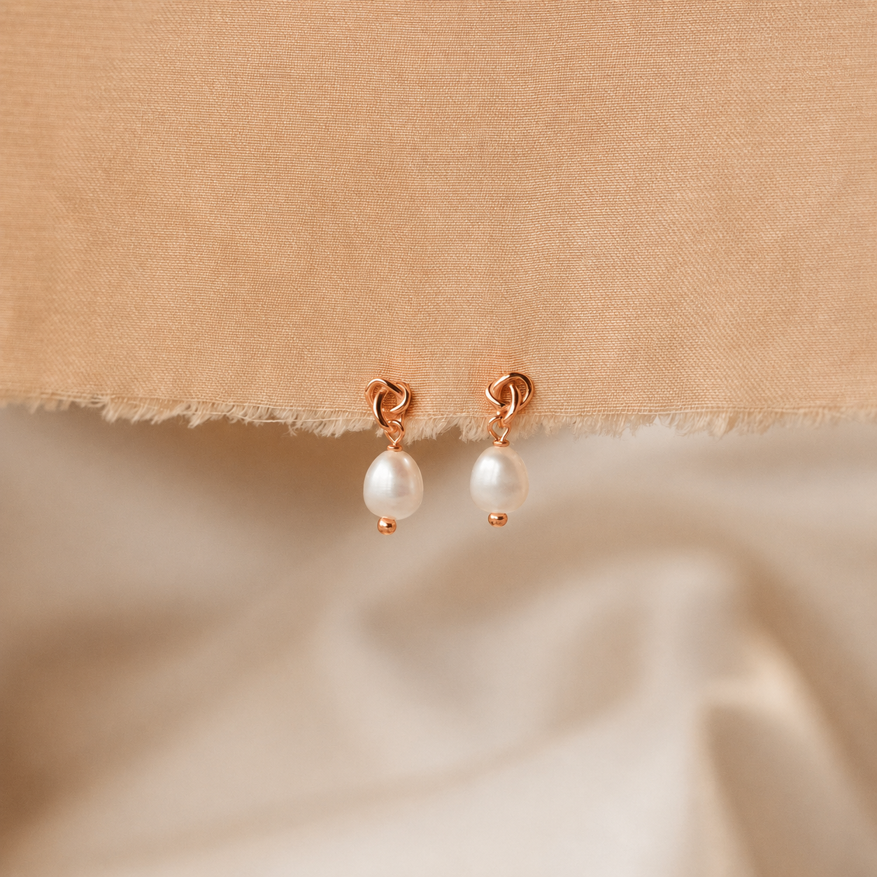 Dainty Knot Pearl Earrings