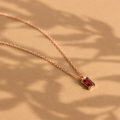 Emerald Cut Birthstone Necklace