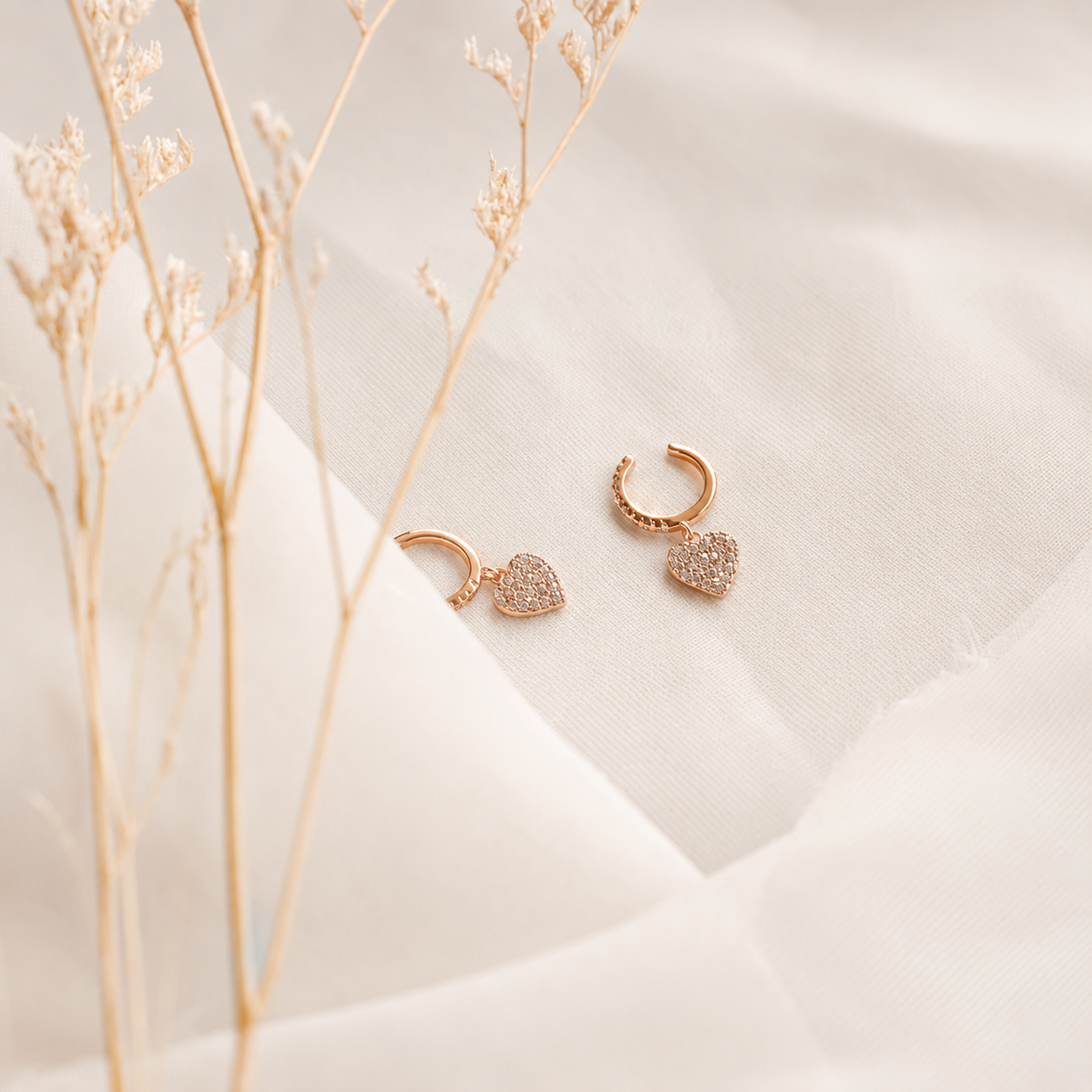 Pave Heart Ear Cuffs