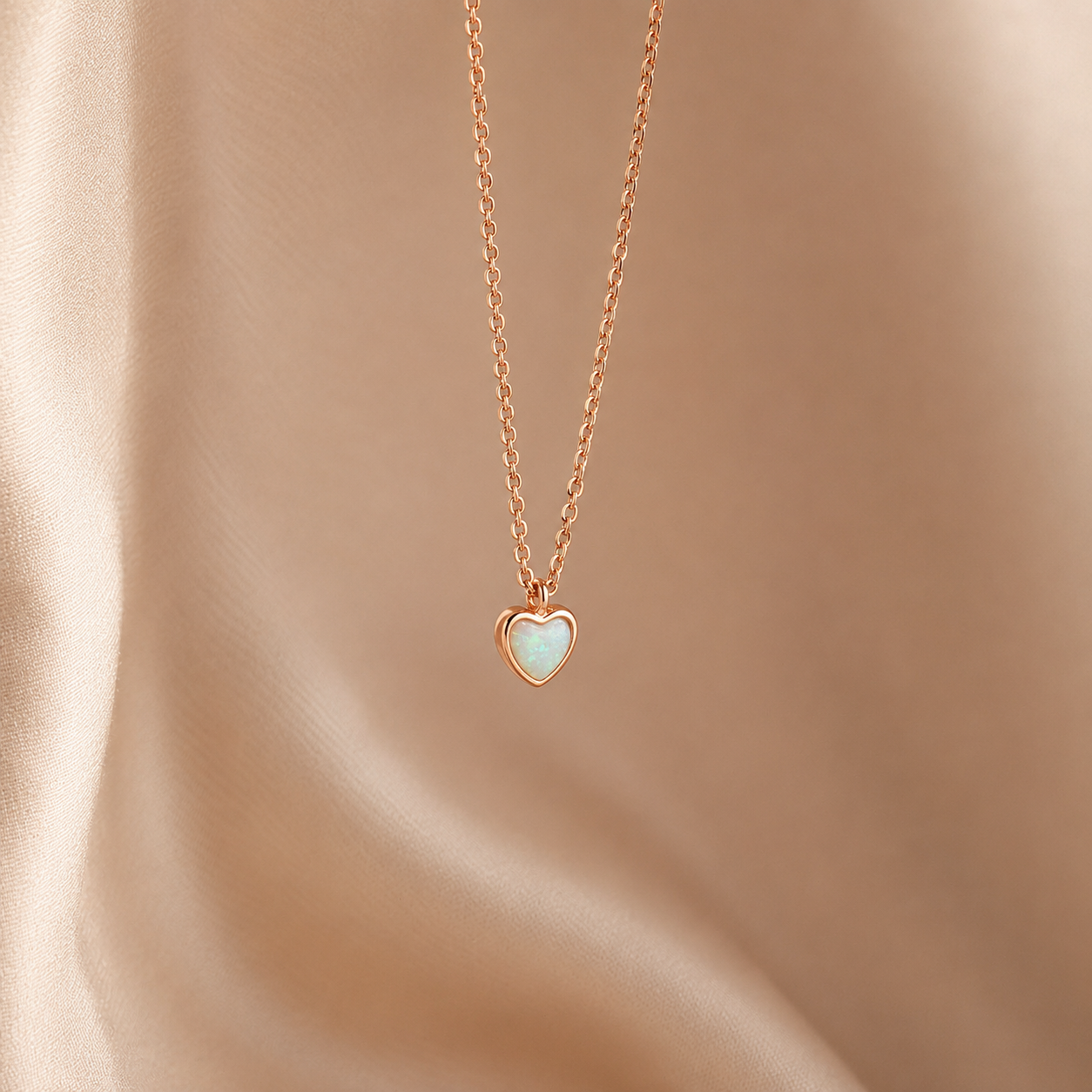 Tiny Opal Heart Necklace
