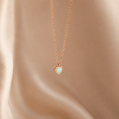 Tiny Opal Heart Necklace