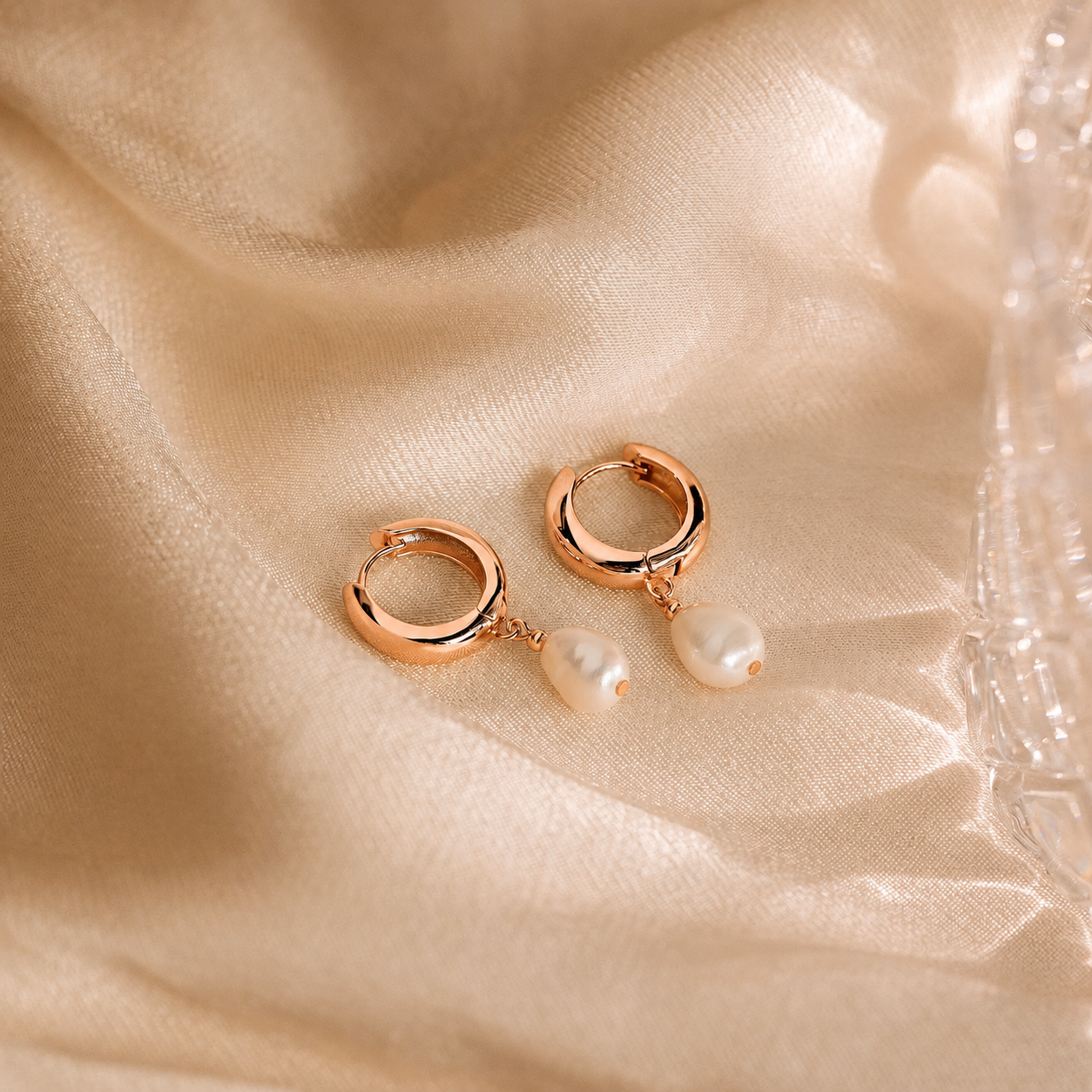 Pearl Drop Hoops
