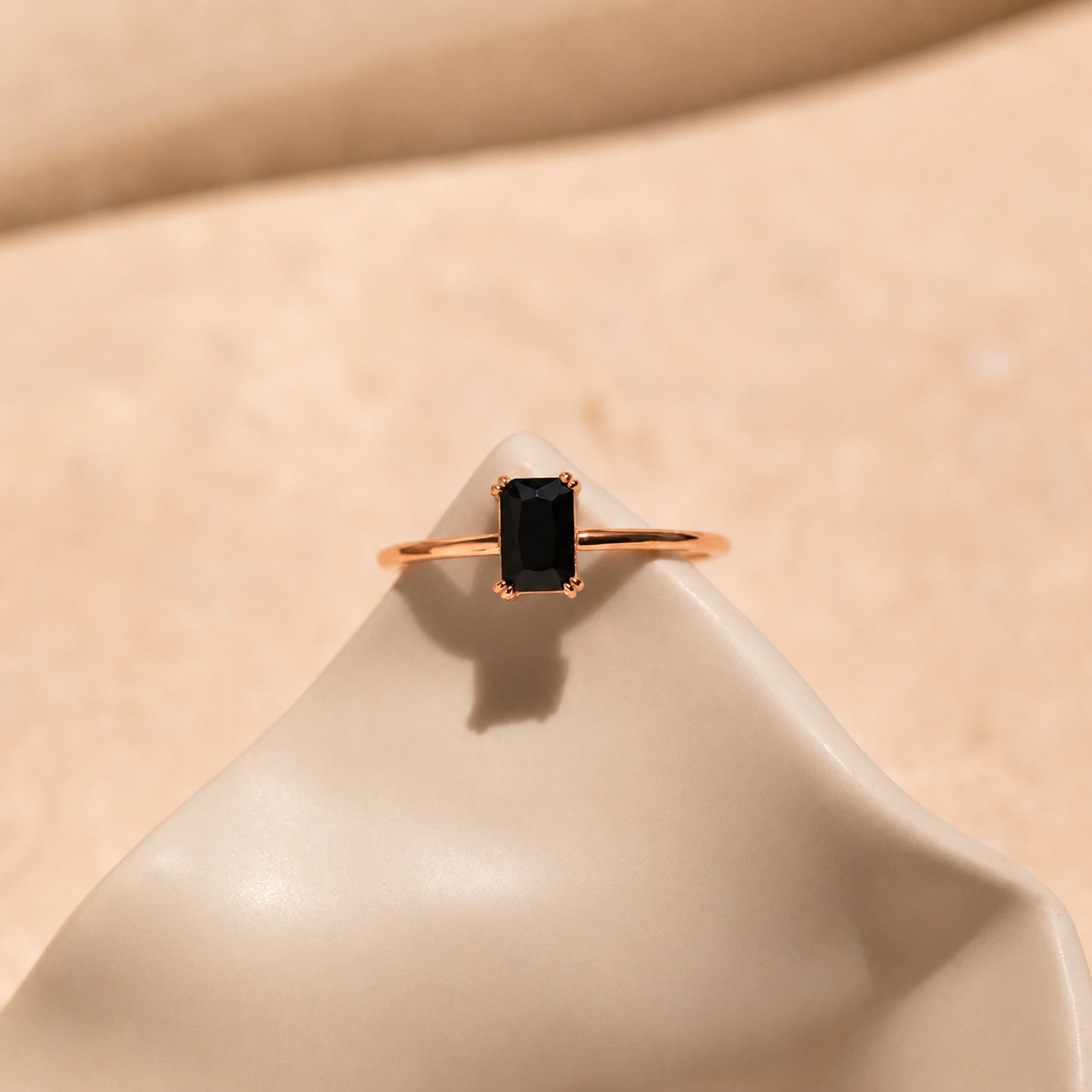Black Onyx Emerald Ring