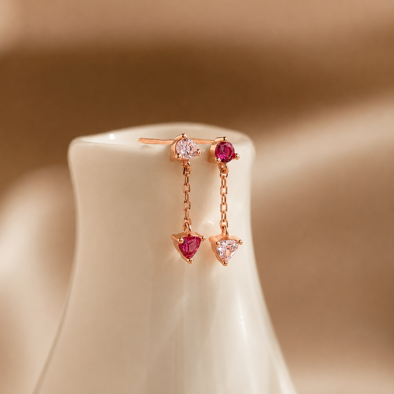 Mixed Pink Drop Earrings