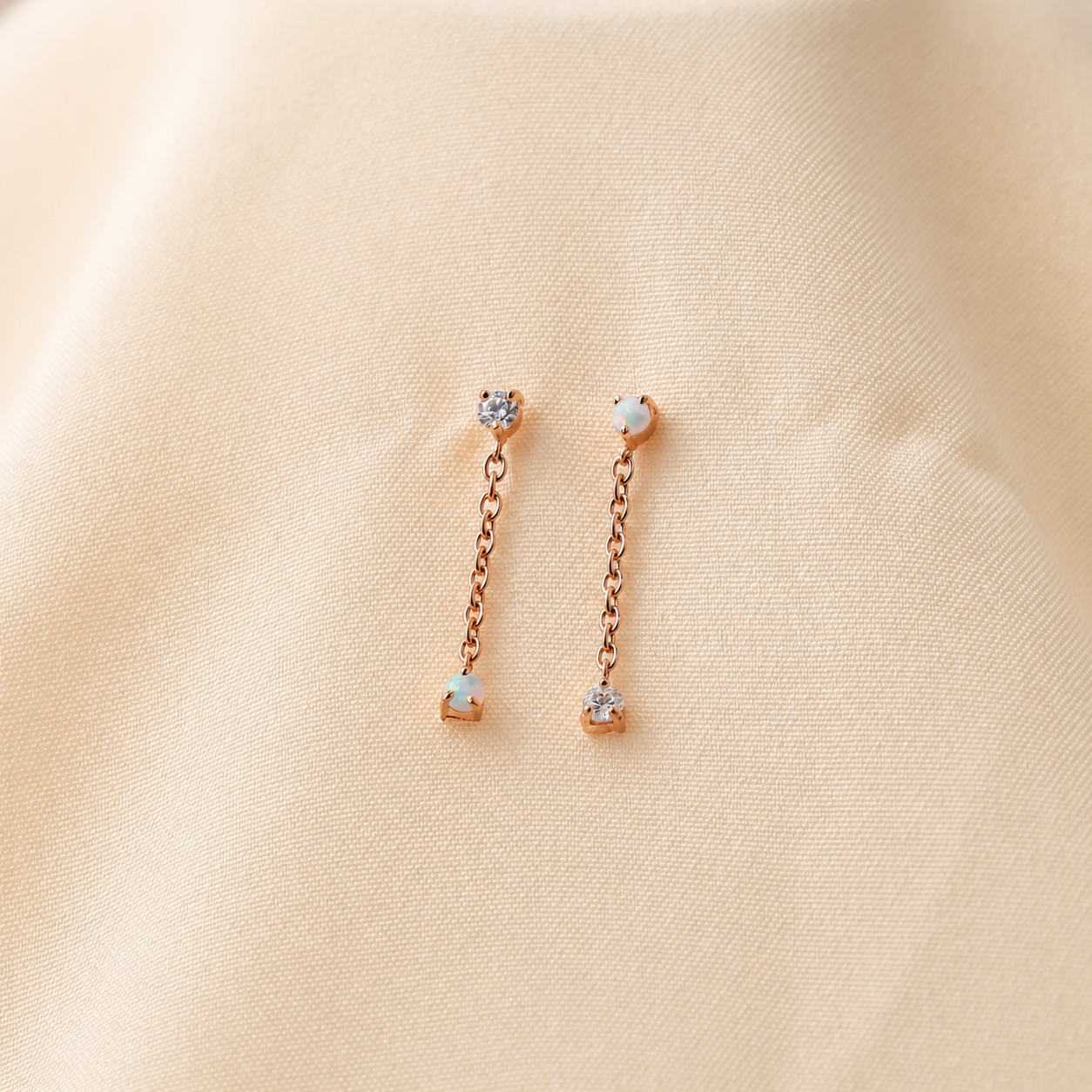 Opal Drop Stud Earrings