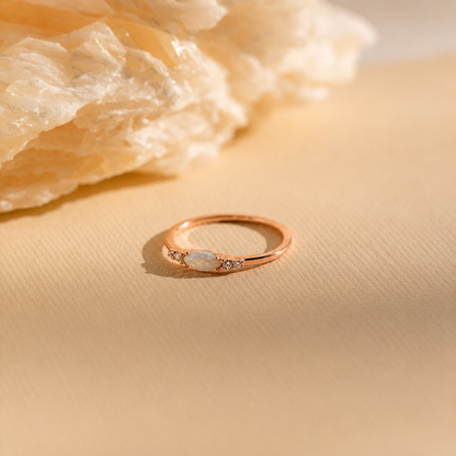 Marquise Opal and Diamond Ring