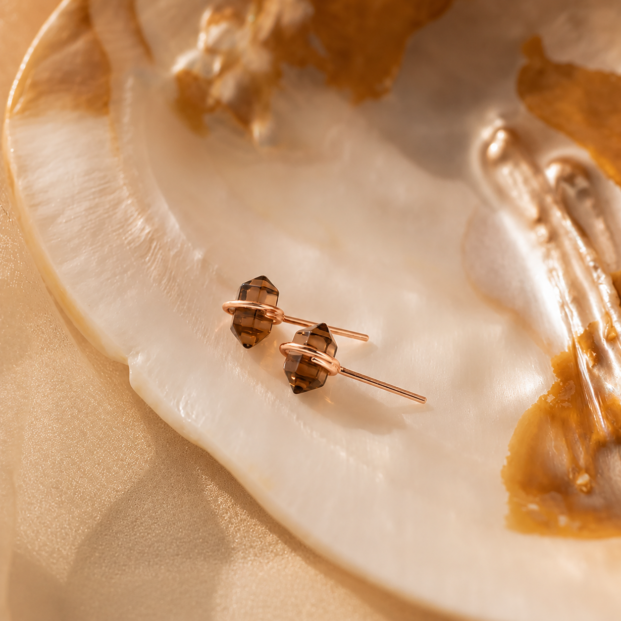 Herkimer Smoky Quartz Studs