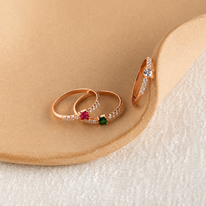 Regal Radiance: The Pave Princess Birthstone Ring