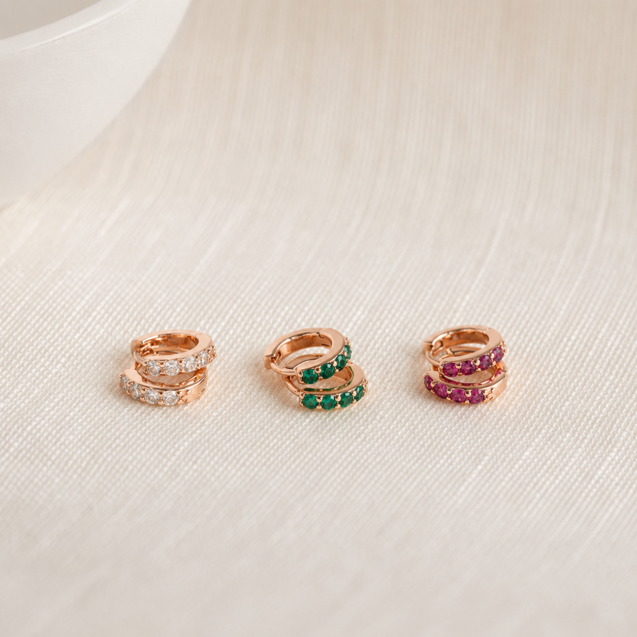 Emerald Huggie Hoops