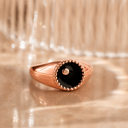 Modern Black Signet Ring